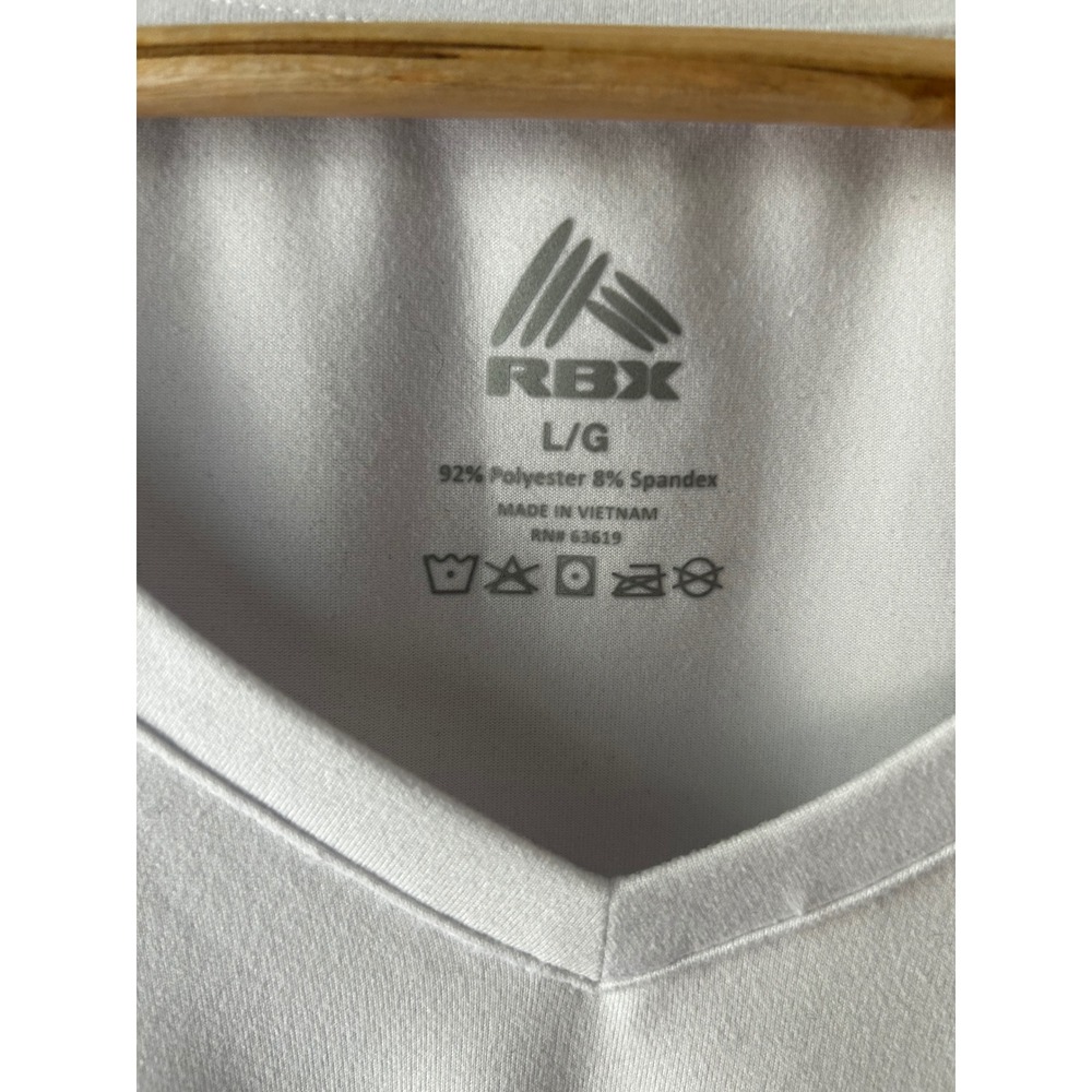 RBX Active Womens White V-Neck Short Sleeve Athletic T-Shirt Size Large - Picture 3 of 3